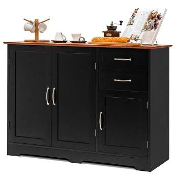 Costway Buffet Sideboard Kitchen Cupboard Storage Cabinet with  2 Drawers & 3 Doors