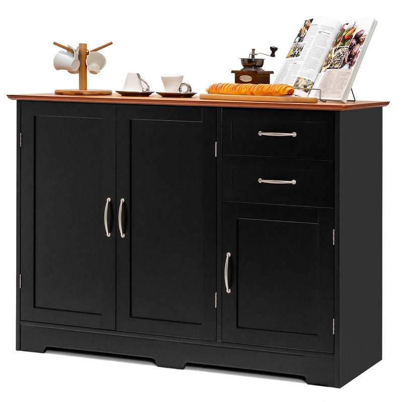 Costway Buffet Sideboard Kitchen Cupboard Storage Cabinet with  2 Drawers & 3 Doors, 1 of 11