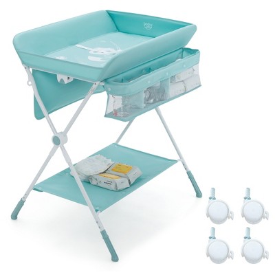 Costway Baby Changing Table Folding Infant Diaper Station Nursery Organizer W Storage Target