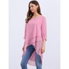 INSPIRE CHIC Women's High Low Hem Scoop Neck Asymmetrical 3/4 Sleeve Summer Top - 3 of 4
