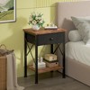 VECELO Modern X-Design Nightstand, End/Side Table with Fabric Drawer & Open Storage Shelves for Bedroom or Living Room - 4 of 4
