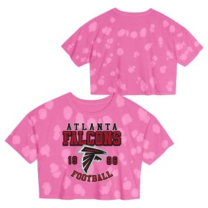 NFL Atlanta Falcons Girls' Short Sleeve Bubble Tie-Dye Cropped T-Shirt - 1 of 3