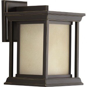 Progress Lighting Endicott 1-Light Outdoor Wall Lantern in Antique Bronze with Linen Glass Shade - 1 of 3