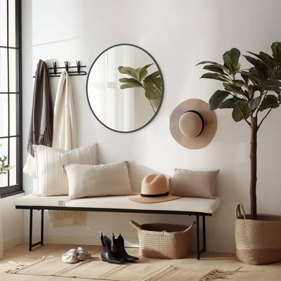 20 Inch Black Aluminum Round Wall Mirror