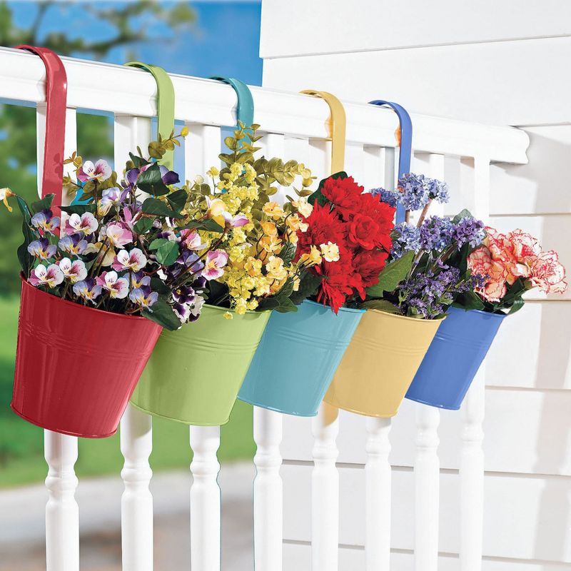 Outdoor Multi Color Hanging Planters, Set of 5, 1 of 2