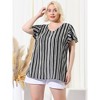 Agnes Orinda Women's Plus Size Cute Short Sleeve V Neck Casual Stripe Blouses - 4 of 4