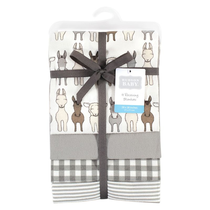 Hudson Baby Cotton Flannel Receiving Blankets, Farm Friends Cream, One Size, 2 of 7