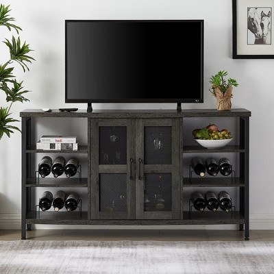 Wine Bar Cabinet For Liquor Glasses Industrial Coffee Bar Cabinet With Rack Sideboard Buffet Cabinet For Home Dining Room