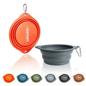GOOPAWS 2 Pack Silicone Non-Skid Travel Dog and Cat Bowl, Orange&Grey - 1 of 4