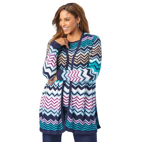 Jessica London Women's Plus Size Cable Duster Sweater - 18/20, Blue : Target