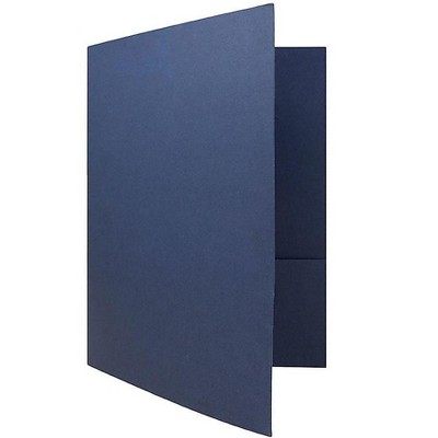 JAM Paper 2-Pocket Presentation Folders Navy Linen 100/Box 26982B