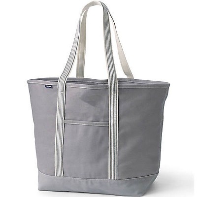 Lands' End Open Top Long Handle Canvas Tote Bag