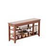 Airsurfer 100% solid wood front door shoe rack, wardrobe solid wood shoe bench, load-bearing 550 pounds, entrance, corridor, aisle shoe rack - 4 of 4