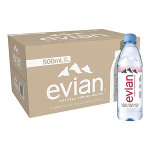 48 Pack Evian Natural Spring Water 16.9 oz (500ml) Bottles - 1 of 3