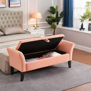 NicBex Modern 51.5" Velvet Fabric Storage Bench with Curved Arms for Bedroom and Living Room - 1 of 4