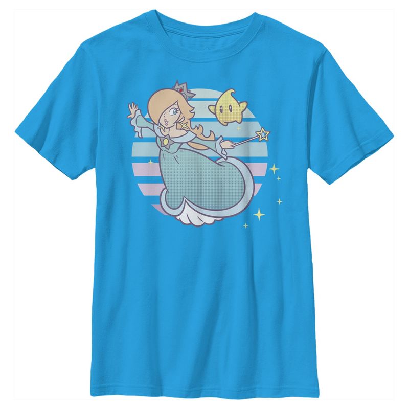 Boy's Nintendo Super Mario Rosalina And Luma Striped Background Portrait T-Shirt, 1 of 4