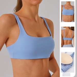 Garvee Womens Spaghetti Strap Sports Bra Scoop Neck Replaceable Chest Pads Yoga Workout Crop Top - 1 of 4
