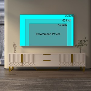 Gulches White TV Stand Entertainment Center Fits TVs up to 65 in with 90% Storage Unique Carve Design Metal Legs High Quality Particleboard - 1 of 4