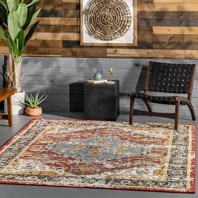 Reversible Multicolor Medallion 4' x 6' Synthetic Area Rug