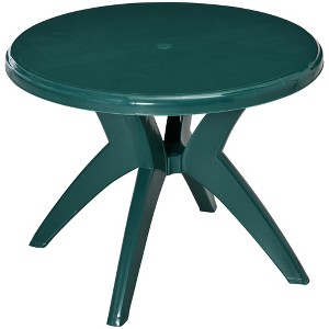 Dexmalle Green 36.25" Dia Round Plastic Patio Table with Umbrella Hole - 1 of 4