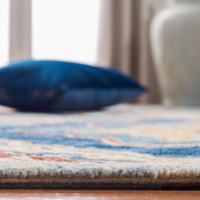 Handmade Blue Medallion Wool 4' x 6' Area Rug