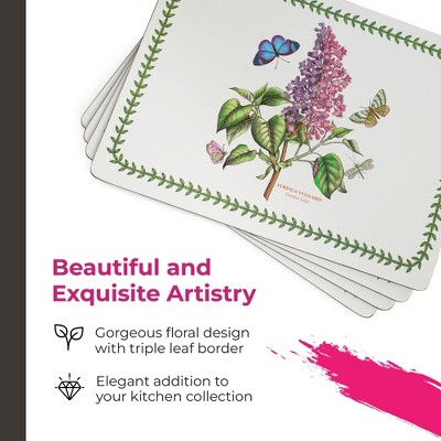 Botanic Garden Floral Hardboard Placemats with Cork Backing, Set of 4
