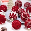 3.2 Inch Christmas Ball Ornaments 12Pcs Xmas Tree Decorations Set Shatterproof Flocked Hanging Decorations for Holiday Mardi Gras Party - 2 of 4