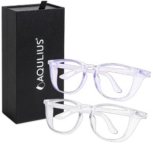 Impresa 2 Pack Stylish Safety Glasses Goggles Scratch Resistant Blue Light Glasses for Women, Clear/Blue - 1 of 3