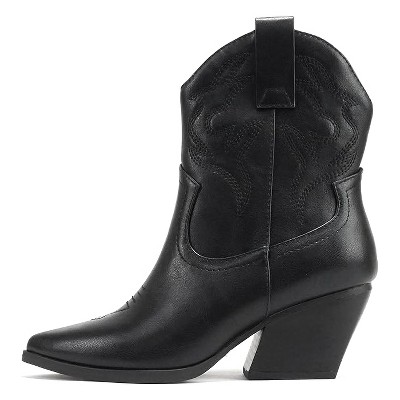 Soda “BLAZING” Women's Western Ankle Boots, Stitched, Pointed Toe, Low Heel