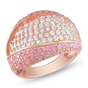 EVERLY JEWELRY | Rose Plated Sterling Silver 4CT TGW Pink and White Cubic Zirconia Ring - 1 of 1