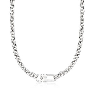 Ross-Simons Italian Sterling Silver Cable Chain Modern-Lock Necklace - 1 of 2