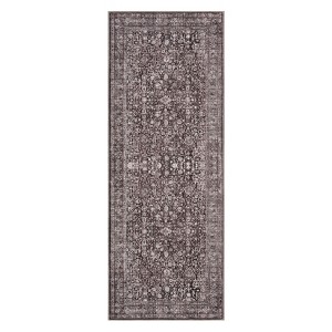 Coolmee Area Rug Washable Soft Distressed Floral Rugs, Non-Slip Low-Pile Vintage Neutral Carpet for Entryway Bedroom Living RoomGray - 1 of 4