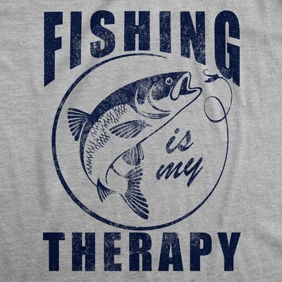 Мужские футболки Crazy Dog T-Shirts, Inc. Mens Funny T Shirts Fishing Is My Therapy Sarcastic Fish Graphic Novelty Tee for Men - Crazy Dog Men's T Shirt For Fishers Light Grey L — фото 2