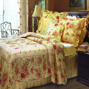 Antique Rose Quilt & Sham Bonus Set 5-Piece, Multicolor by Greenland Home Fashion - 1 of 4