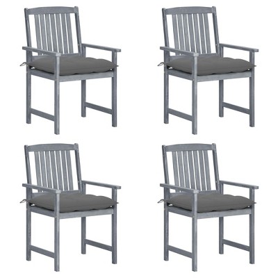 Patio Chair Set of 4 Gray  Solid acacia wood vidaXL