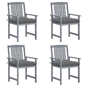 Patio Chair Set of 4 Gray  Solid acacia wood vidaXL - 1 of 4