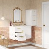 KWPZQEB Wall Mounted Floating Cabinet with Ceramic Sink & Side Cabinet Combo, Rectangular Vanity W/ Drawers & Door, Storage Cabinet for Bathroom - 3 of 4