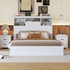 NicBex Queen Vintage Wood Platform Bed Frame with Storage Headboard and Charging Station,No Box Spring Needed,White/Walnut/Gray - 2 of 4