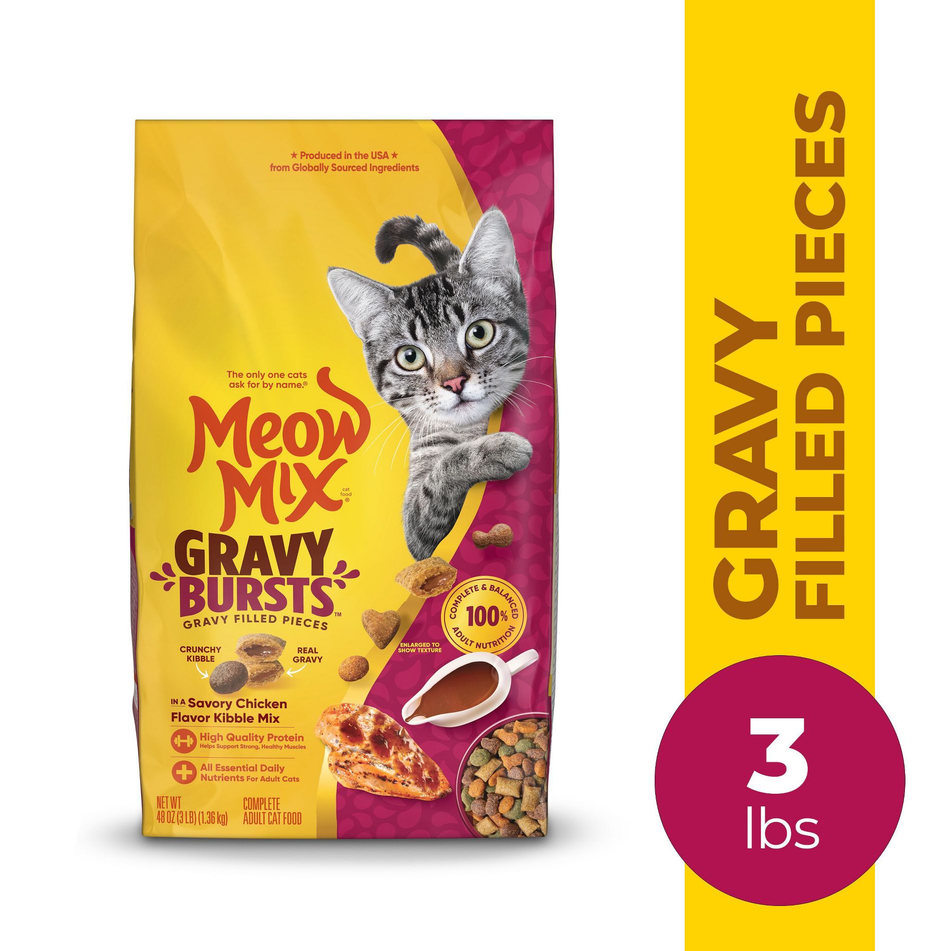 Meow Mix Burst Chicken Gravy Flavor Dry Cat Food