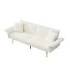 JUJABU 79" Foldable Corduroy Double Sofa with Adjustable Armrests - White - 2 of 4