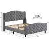 Homhougo Queen Size Velvet Platform Bed Frame w/Headboard and Footboard Upholstered Bed Frames Gray - 2 of 4