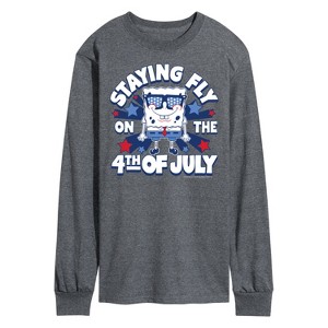 Men's - SpongeBob SquarePants - Fly on the 4th of July Long Sleeve Graphic T-Shirt - 1 of 4