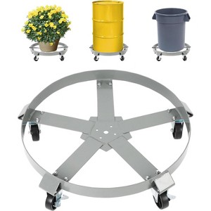 55 Gallon Drum Dolly with 5 Universal Wheels with 2 braked rollers, Heavy-Duty 1250 lbs Capacity Industrial Strength Steel Frame for Warehouse - 1 of 4