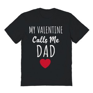 Rerun Island Men's My Valentine Call Me Dad Short Sleeve Graphic Cotton T-Shirt - Black 2X - 1 of 3