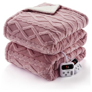 84"x90" Heated Blanket, Soft Tufted Lamb's Wool, ETL Certified, Multiple Heat Settings, Timer Function, Fast Heating, Machine Washable, Pink - 1 of 4
