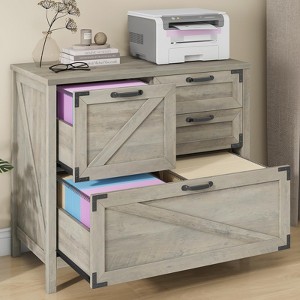 Lateral File Cabinet with 4 Drawer, Wood File Storage Cabinet for Home Office Furniture - 1 of 4