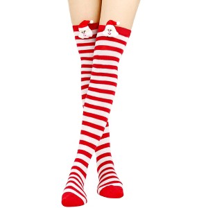 BABYYER Christmas Socks, Women Thigh High Long Stockings with Xmas Doll Elastic and Soft for Holiday Decorations - 1 of 4