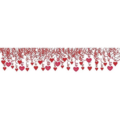 Amscan Valentine Hearts Mega Value Pack Foil Swirl Decorations Assorted Red