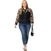 Women's Plus Size Bomber Mesh Sheer Floral Lace Long Sleeve Fashion Jackets - Agnes Orinda - 3 of 4