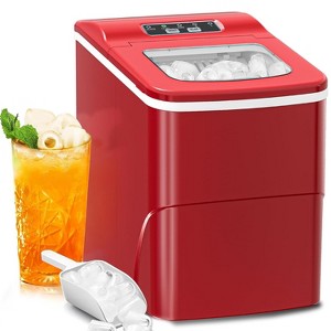 ZAFRO Ice Makers Countertop with Self-Cleaning, 26lbs/24hrs, 9 Cubes Ready in 6 Mins, with 2 Sizes Bullet Ice/Ice Scoop/Basket , Red - 1 of 4